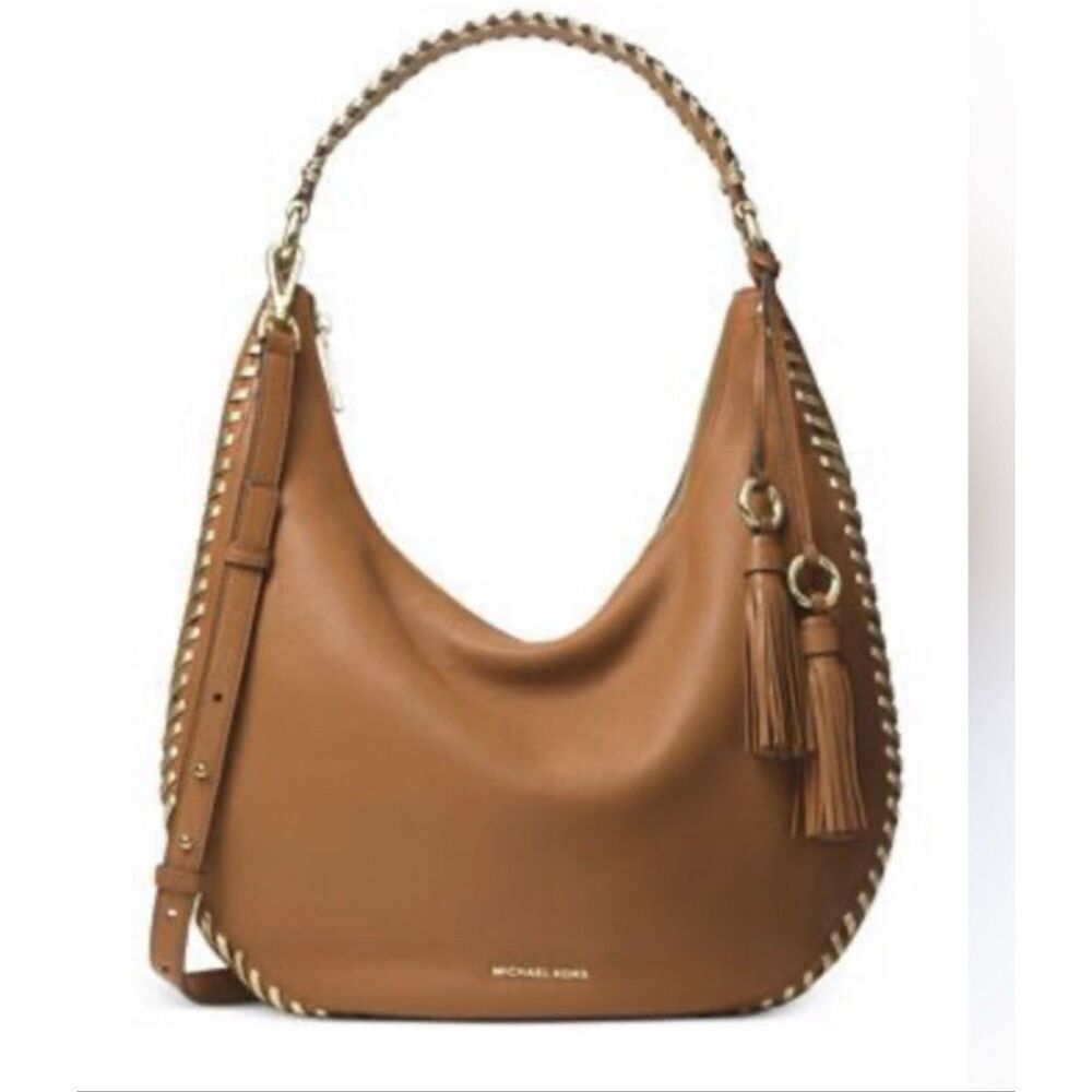 NWT Michael Kors Lauryn Acorn Brown Large Leather Shoulder Hobo Handbag